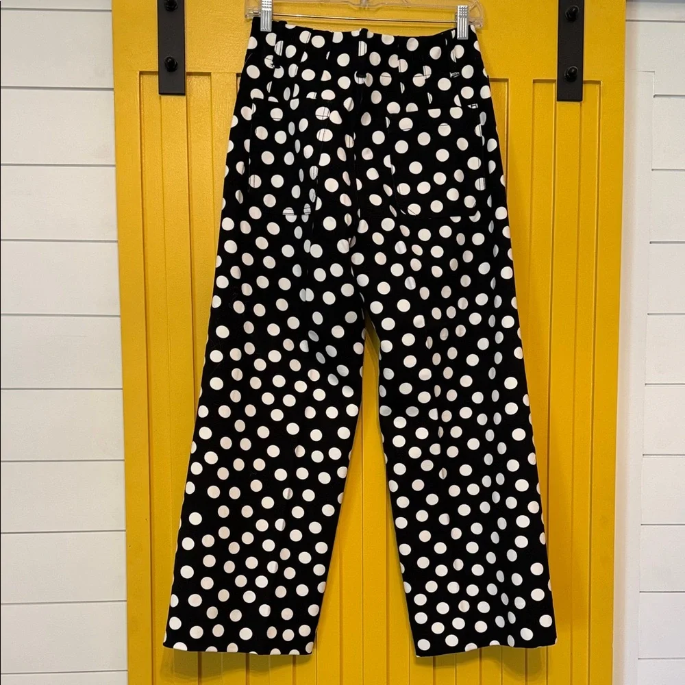 Anthropologie Colette Black and White Polka Dot Wide-Leg Pants - Picture 3 of 5